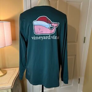 NWOT Men's Vineyard Vines Santa Hat Whale Tee T-Shirt Dark Green Size XL